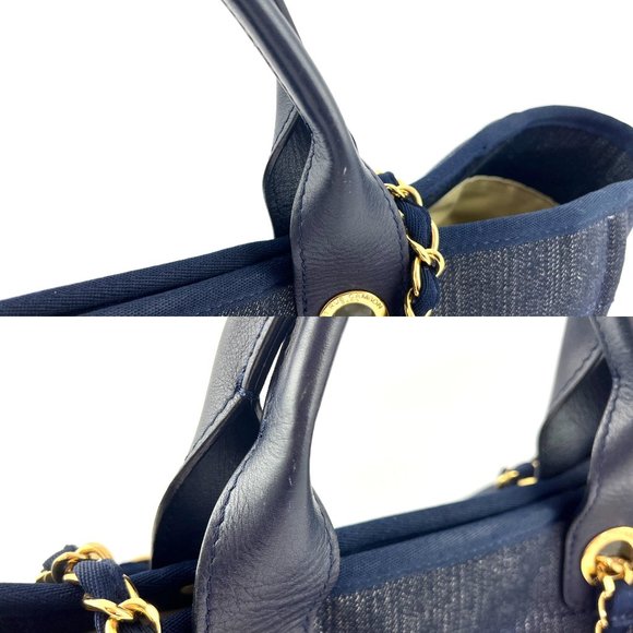 Sold on our website CHANEL Deauville Medium Denim Navy Shopping Tote Bag - Picture 10 of 11